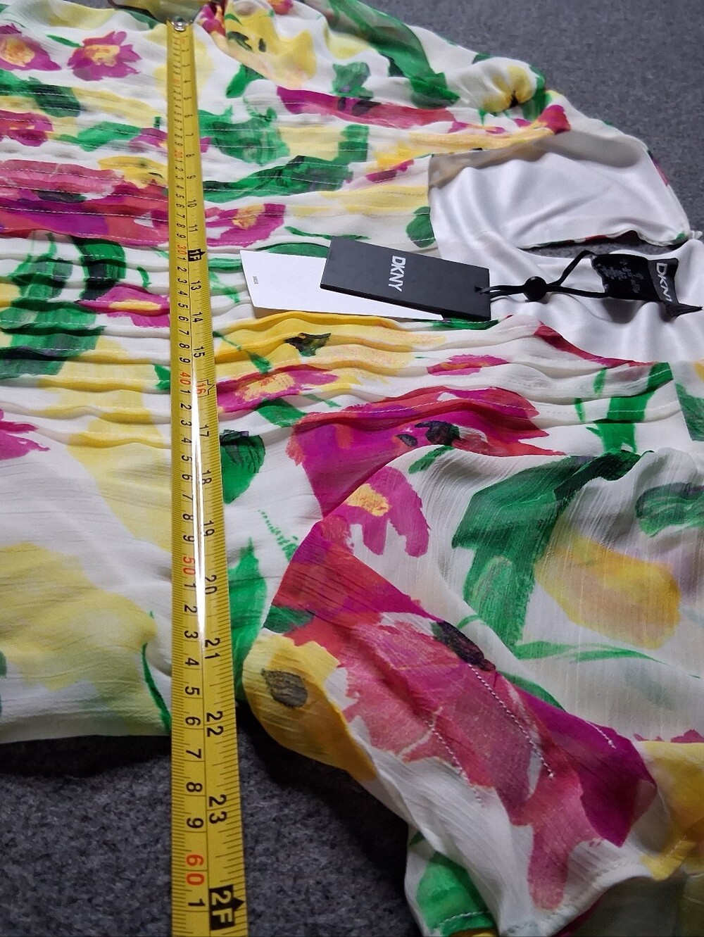 DKNY Floral Chiffon Pleated Mini Dress NWT Size 16 - Picture 12 of 14